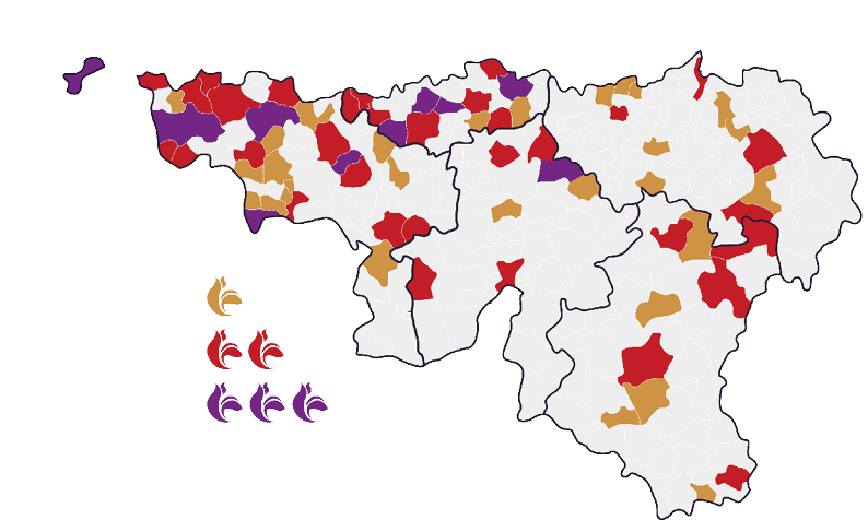 carte des 76 communes labellisées Wallonie en Fleurs